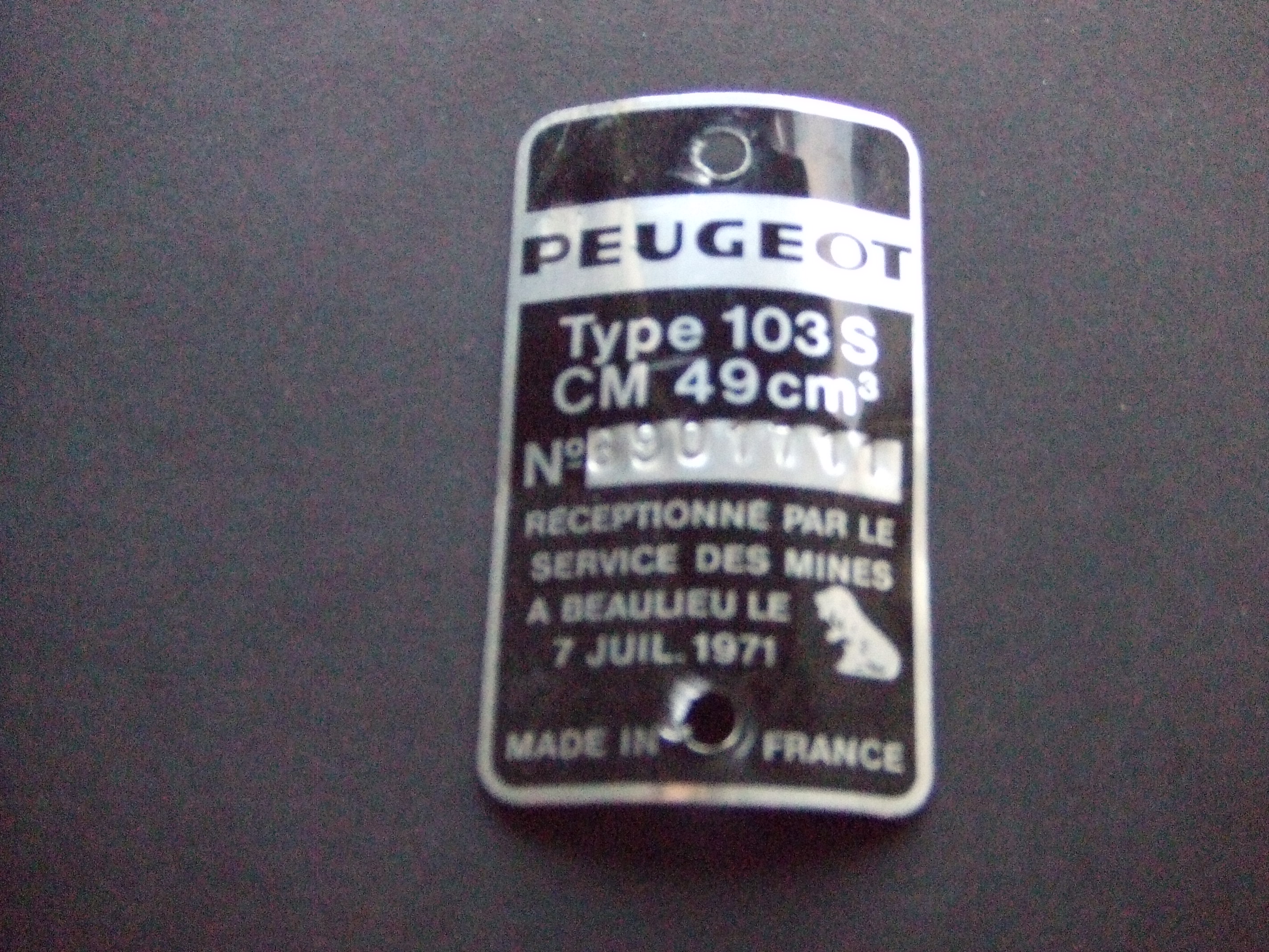 Peugeot fiets type 103 S oud fietsplaatje